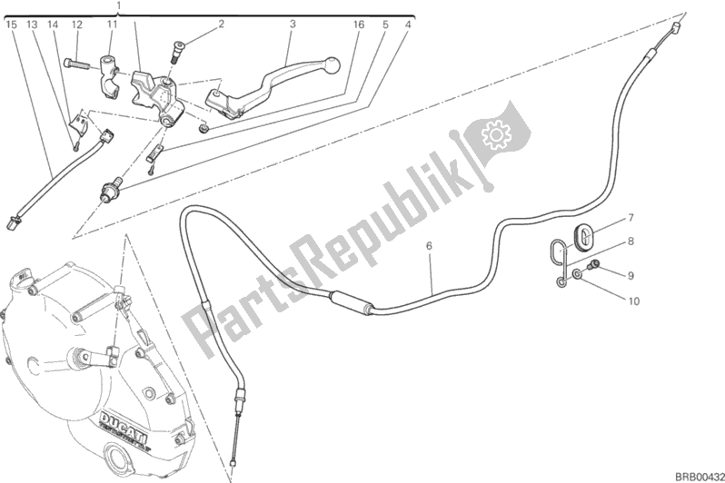 All parts for the Clutch Control of the Ducati Hypermotard LS Thailand 821 2015